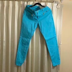 Michael Kors size 14 aqua denim. Zipper front pockets. Like new.